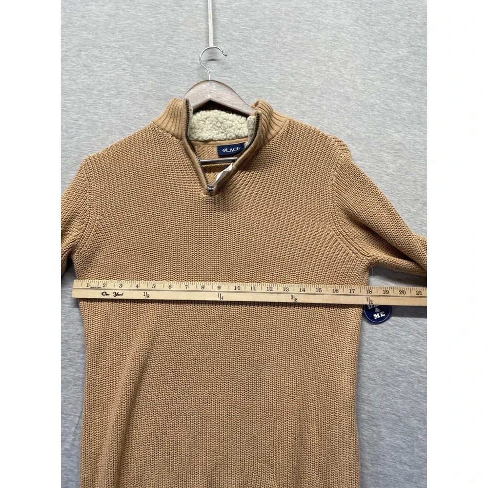 The Children's Place Dad And Me 1/4 Zip Sweater Boys L (10/12) Tan Sherpa Collar